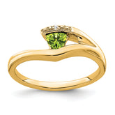 14k Trillion Peridot and Diamond Ring